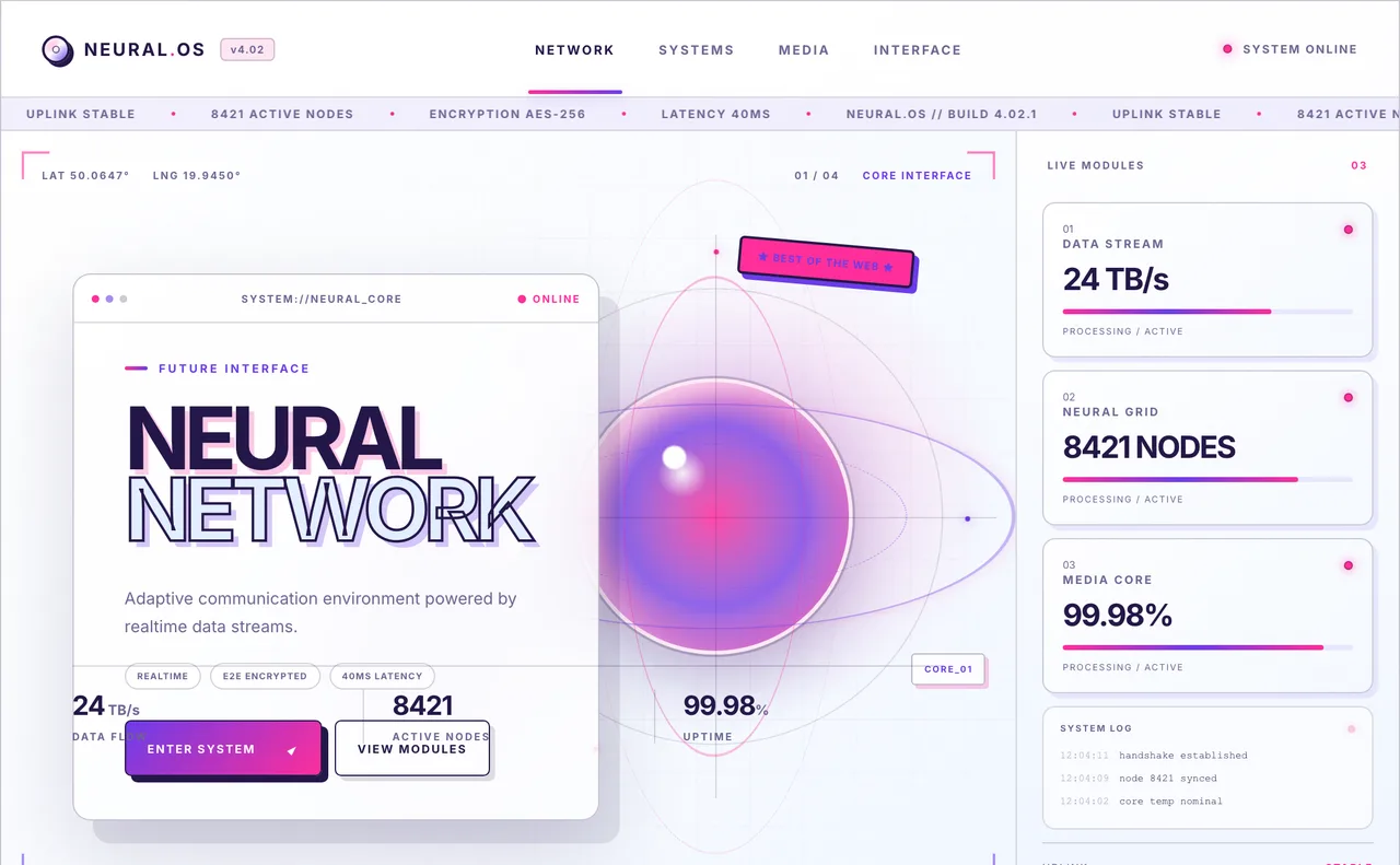 Y2K website design style template preview in PaletteDesk